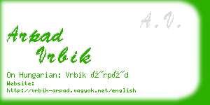 arpad vrbik business card